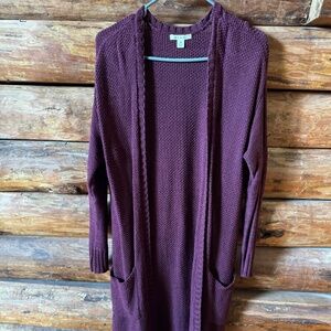 Francesca's Sweater- Burgundy Cardigan, Long